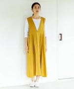 【ラストワン！】フレンチリネンキャンバス フロントタック ワンピース